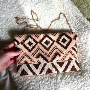 Elegant Chevron Clutch with Chain Strap